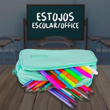 Imagem de Estojo escolar 3 divisórias tom pastel - First Brasil, BEGE