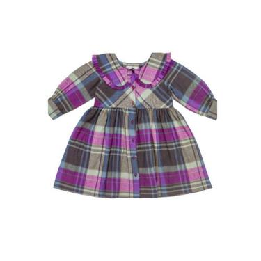 Imagem de Vestido Menina Infantil Xadrez Manga Longa Papilloo - Papillo Bataline