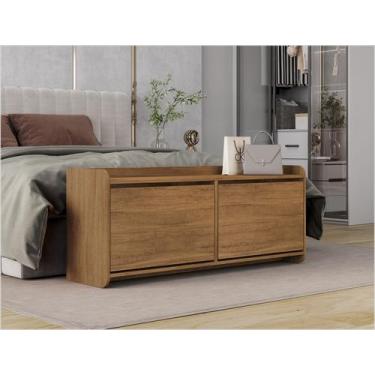 Imagem de Sapateira Banco Dália 130cm Com 2 Portas 4 Nichos Em MDF/MDP Cedro Cas