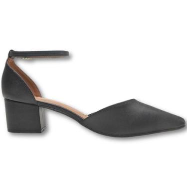 Imagem de Sapato Feminino Salto Grosso Médio Vizzano Pelica Confortável, Preto, 