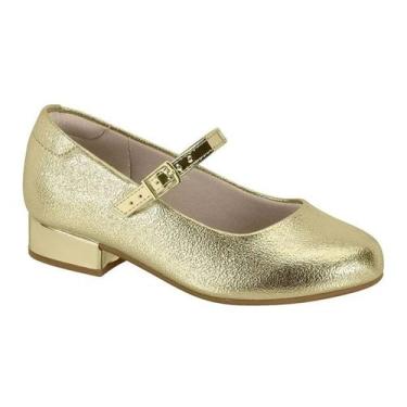 Imagem de Sapato Infantil Menina Molekinha Salto Bloco Festas Dourado, Dourado, 