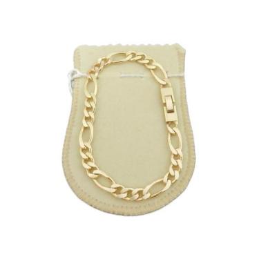 Imagem de Pulseira Masculina 18cm 7mm Largura Folheada Ouro 18k PL243 - WNBIJOUT