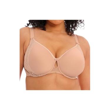 Imagem de Elomi Camiseta feminina Charley com renda floral, tecido espaçador respirável, detalhe de malha diamante. Sutiãs Dd+, Fawn, 46DD