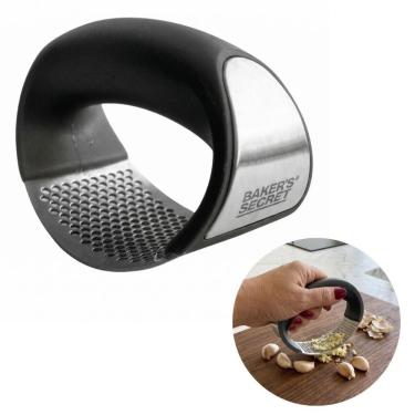Imagem de Espremedor Amassador de Alho Circular Plástico ABS Ergonômico para Cozinha Cinza The Secret