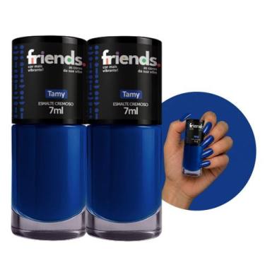 Imagem de Kit 2 Esmalte Cremoso Azul Tamy Friends 7ml Cor Vibrante