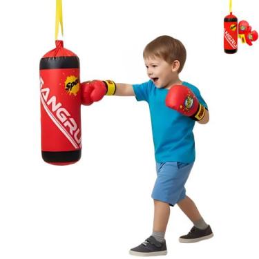 Imagem de Kit Saco De Pancada Infantil Boxe Com Luvas Treino Luta Criança