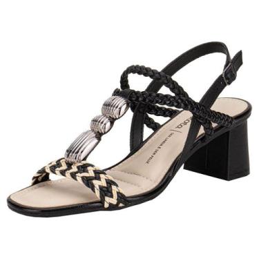Imagem de Sandália feminina salto grosso dakota y9301, Preto, Branco, 37