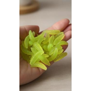 Imagem de 50 Iscas Artificiais Vermes Bichinho Larva Cor Verde Lima - Congratula