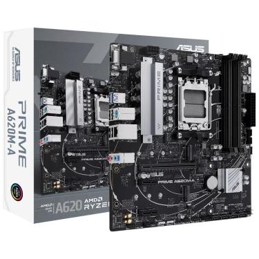 Imagem de Placa Mãe Prime A620AM-A Socket AM5 Suporte DDR5 e Pcie 5.0 USB 3.2 Gen 2 Preto Asus