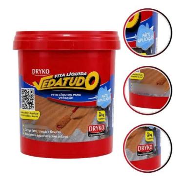 Imagem de Fita Líquida Vedatudo Impermeabilizante Terracota 1kg Dryko