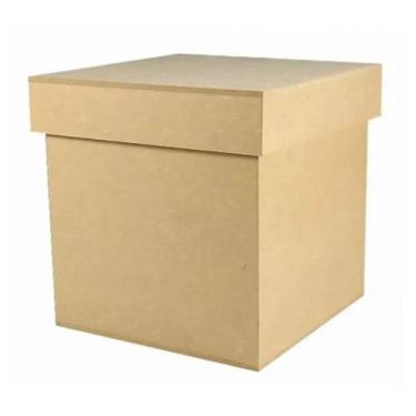 Imagem de Caixa Quadrada Tampa Sapato 8x8x6 MDF Madeira Marpax 01un