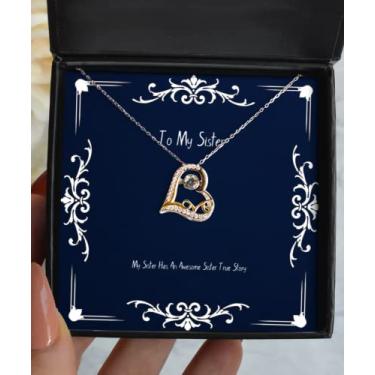 Imagem de Presentes engraçados para irmã, My Sister Has an Awesome Sister True Story, Sarcasmo Christmas Love Dancing Necklace Presentes para irmã mais velha