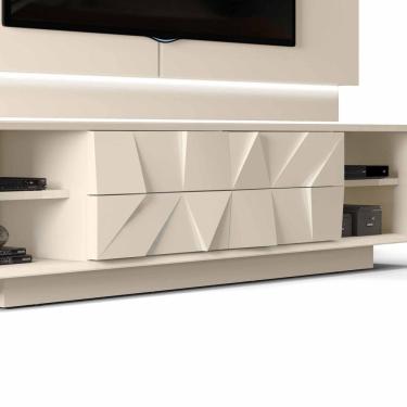 Imagem de Rack Painel Tv 75 4 Gavetas 3d Piramide Colone Creme