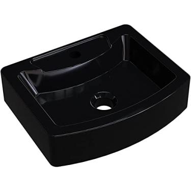 Imagem de Cuba de Apoio Retangular C01 Para Banheiro RT41 Aria Preto Brilho - Lyam Decor