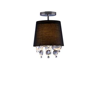 Imagem de Plafon São Paulo 1 Luz E27 Cúpula de Tecido, LLUM Bronzearte, 33230, 105W, Preto, 22cm