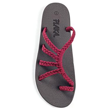 Imagem de Virar Plaka Relief Flops para Mulheres com o apoio do arco | Confortáveis ​​Sandálias para as Mulheres | Perfeito para a praia, longas caminhadas ou piscina | Reduz Heel & Back Pain | sangria | tamanho 8