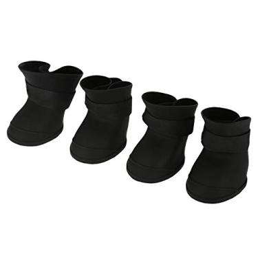 Imagem de 4 Peças de Botas para Cães, de Silicone, Modernas, Fofas, Antiderrapantes, Sapatos de Chuva para Cães de Estimação (M Preto)