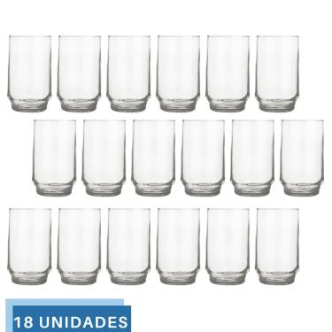Imagem de Jogo 18 copo 300ml Vidro Lights Suco Agua Transparente Nadir