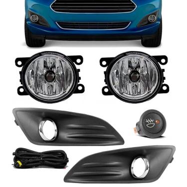 Imagem de Kit Farol de Milha Neblina Ford New Fiesta 2013 2014 2015 2016 2017 Botão Alternativo