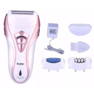 Imagem de  Depilador Recarregável Elétrico Feminino Lixa Pé Kemei Bivol 3 x 1 FULL