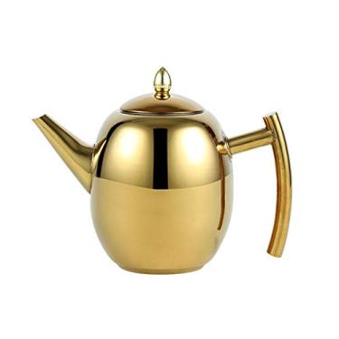 Imagem de OnePine Conjunto de bule de aço inoxidável com filtro e tampa removíveis, grande capacidade de 1,5 L/1,5 ml chaleira de chá fogão para chá solto, chá verde, café