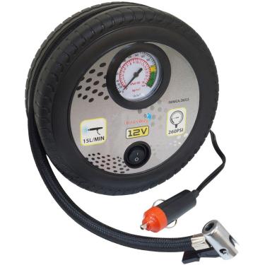 Imagem de Mini Compressor de Ar Automotivo Portátil 12V 260 Psi com 3 Adaptadores Importway IWMCA-26015