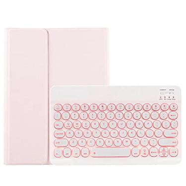 Imagem de HAODEE Para o teclado sem fio de 12,9 polegadas do iPad com caixa de retroilumos com teclado com teclado (Color : Pink with backlit, Size : For air pro 10.5)