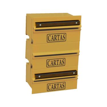 Imagem de Caixa Correio Condomínio Detrás Para Grade Amarela 3 Módulos