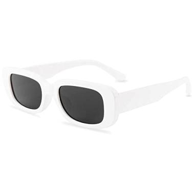 Imagem de Fashon Óculos de Sol Retângulo Pequeno Feminino Design Vintage Óculos Óculos de Sol Lente Clara Armação Transparente UV400, Branco, Outros