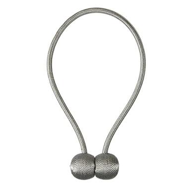 Imagem de Corda de gravata de cortina de bola magnética pérola Cortina criativa Corda magnética Backs Holdbacks Fivela Clipes Acessórios Decorações para casa, Cinza prateado, China