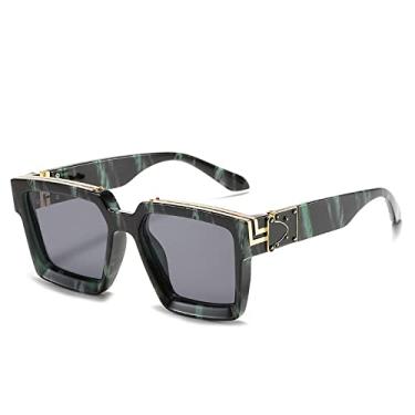 Imagem de Óculos de Sol Steampunk Masculino de Luxo Designer Retro Trend Óculos de Sol Feminino Quadrado Anti-reflexo Óculos de Condução Masculino, C8Grain Preto, Outros