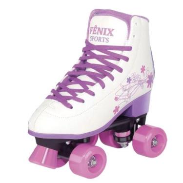 Imagem de Patins Fenix 4 Rodas Roller Skate Ajustável Branco Fenix