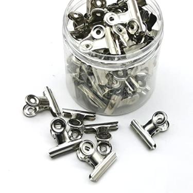 Imagem de Otylzto 48 peças de clipes de buldogue prateados, 3 cm, mini clipes de fichário, clipes de papel de metal com caixa de armazenamento transparente, clipes de dobradiça para artesanato