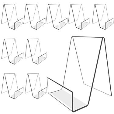 Imagem de Bovbazo 10 peças de suporte de acrílico para exibição de livros de 10 x 7,6 cm, cavalete transparente com suporte para tablet de borda para exibir livros, fotos, cadernos, CDs, obras de arte, etc