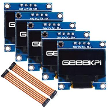 Imagem de GeeekPi Módulo OLED de 0,96 polegadas 12864 128x64 branco SSD1306 Driver IIC Módulo de placa de exibição serial para Arduino, Raspberry Pi, Beagle Bone Preto
