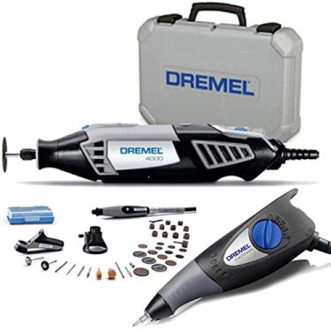 Imagem de Retífica 4000 Profissional com 36 Acessórios + 3 Acoplamentos + 1 Gravador Engraver 290 Compativel com Dremel
