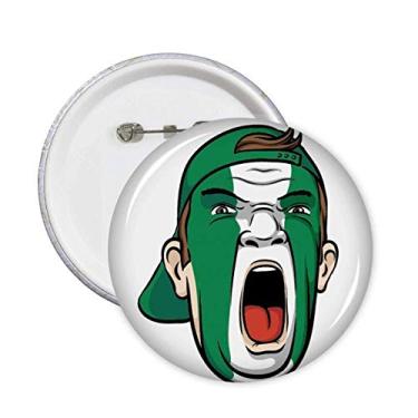 Imagem de Bandeira da Nigéria, cabeça de maquiagem, grito, chapéu, broches, emblema, acessório, decoração, 5 peças