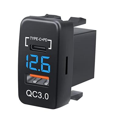 Imagem de TECKEEN Carregador de tomada de carro PD tipo C/QC 3.0 USB duplo 12-24 V voltímetro LED carregador adaptador de energia para carro para acessórios Toyota Carregador de carro