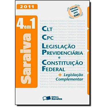 Imagem de Código 4 Em 1 Saraiva: Clt, Cpc, Legislação Previdenciária E Constitui