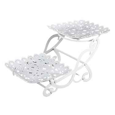 Imagem de Suporte de bolo, enfeites de bandeja de servir Prato de servir para casa Suporte de cupcake para casa Suporte de exibição para pastelaria, Coração quadrado