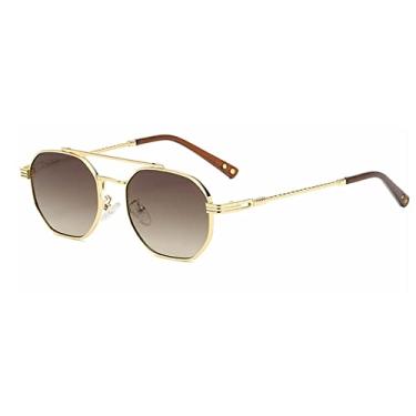 Imagem de Óculos de Sol Redondos Masculino Feminino Armação de Metal Retro Óculos de Sol Vintage Gafa Oculos De Sol Óculos UV400,C05 Gold Tea,Tamanho único