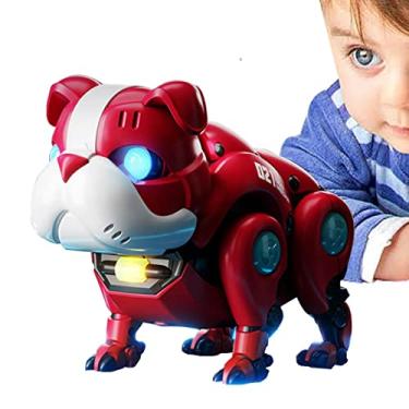 Imagem de cachorro robô,Controle Voz Eletrônico para Animais Estimação - Robô Brinquedo Inteligente com Luzes Coloridas que Mudam com Música para Crianças, Meninos, Meninas, Pengzi