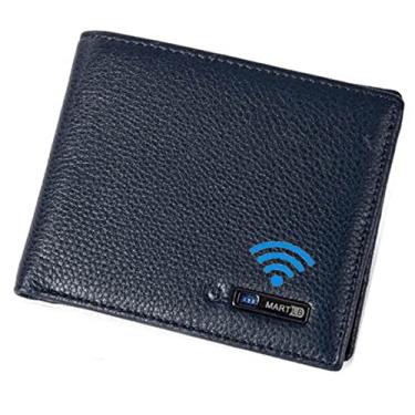 Imagem de SMART LB Carteira inteligente antiperda com alarme, Bluetooth, registro de posição (via telefone GPS) localizador de itens, localizador de couro bovino dobrável bolsa de cartão de crédito minimalista