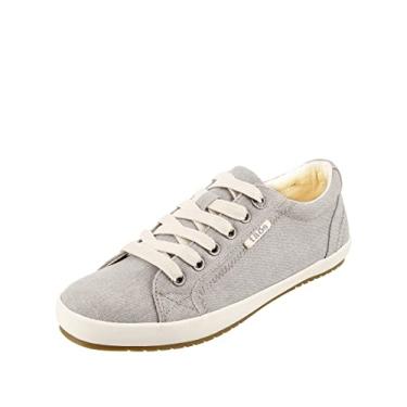 Imagem de Taos Tênis feminino Star – estilo icônico com design de lona para aventuras diárias – cadarço de ajuste personalizado e palmilha removível premium com suporte de arco para conforto o dia todo, cinza lavagem 40, Lavagem cinza, 8.5 Wide