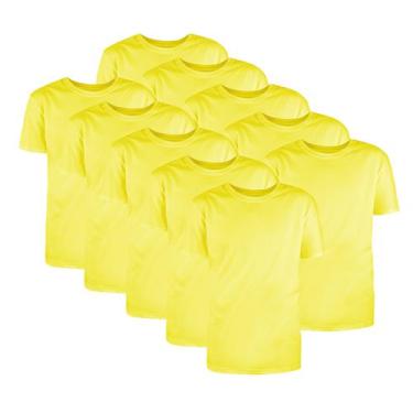 Imagem de Kit Com 10 Camisetas Básicas Algodão Amarela Tamanho Gg - Mc Clothing
