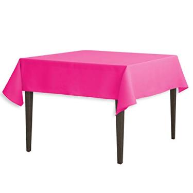 Imagem de LinenTablecloth Toalha de mesa quadrada de poliéster de 137 cm fúcsia