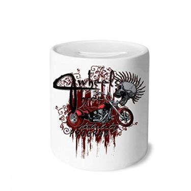 Imagem de DIYthinker Graffiti Street Culture Bloody Skeleton Motor Dinheiro Caixa de Cerâmica Porta-Moedas Presente