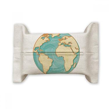 Imagem de Bolsa de linho de algodão com suporte de cobertura de papel para lenços faciais Earth Blue Ocean Yellow World