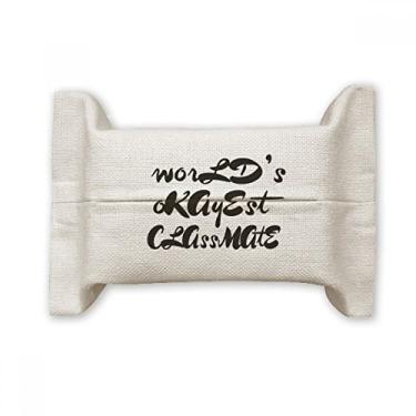 Imagem de World's Okayest Classmate Suporte de capa de papel para lenços faciais, saco de linho de algodão