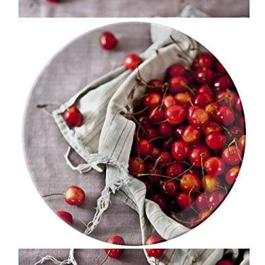 Imagem de Prato de fotografia de cerejeira com frutas vermelhas temperadas e decoração de porcelana Salver talheres, Prato de jantar